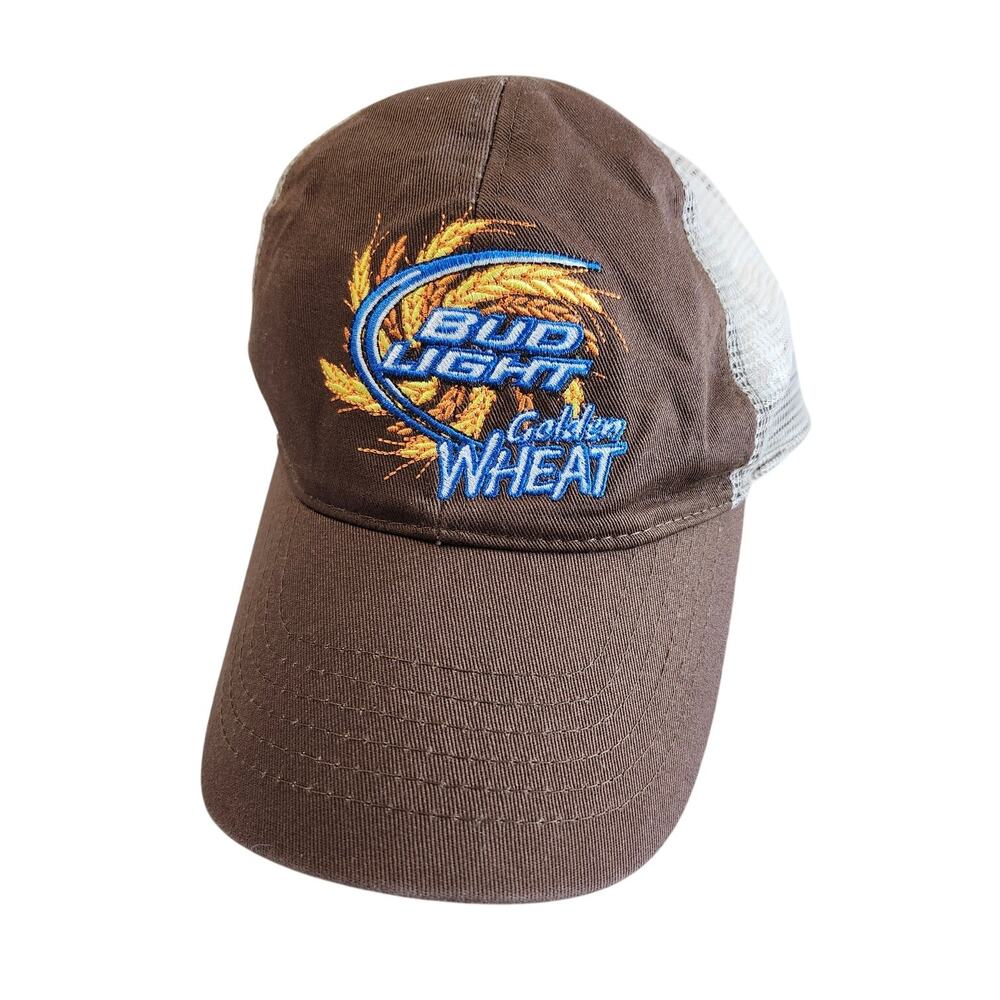 Bud Light Golden Wheat Beer Tan Ball Cap Hat Strapback Anheuser Busch